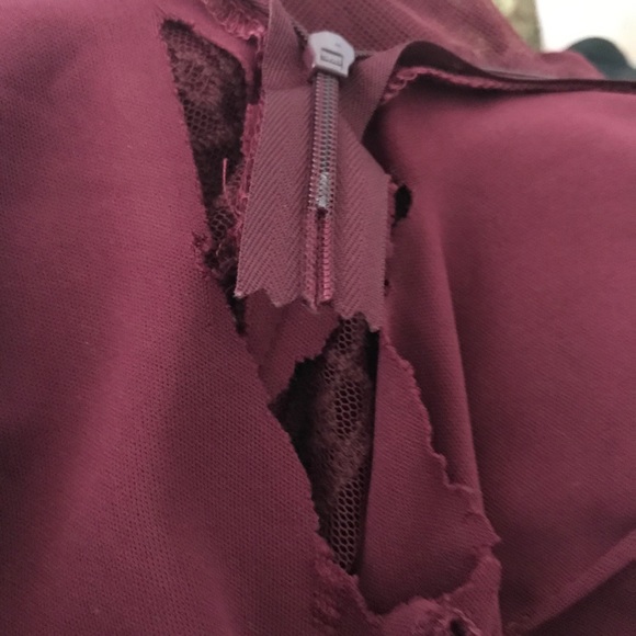 Socialite Burgundy Embroidery and Lace Maxi Dress - Picture 12 of 12